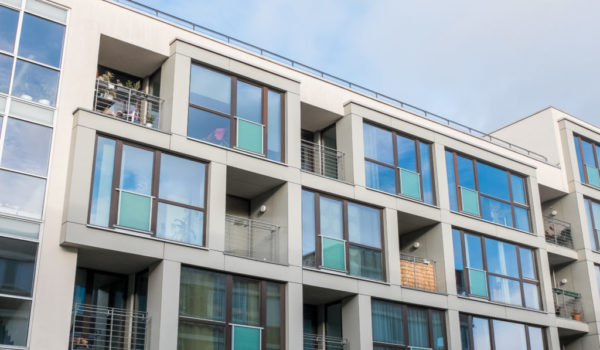 Low Rise Apartment Building with Balconies